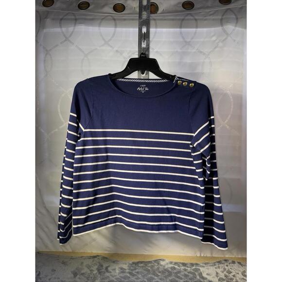 J. Crew Tops - J. Crew Women's Striped Button Shoulder Artist Tee  Size M